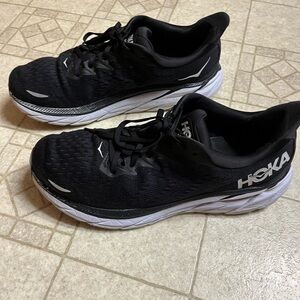 Hoka Black and White Athletic Running Shoes